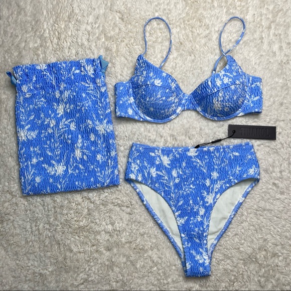 triangl swimwear Other - NWT Triangl Blue Flower High waisted Bikini